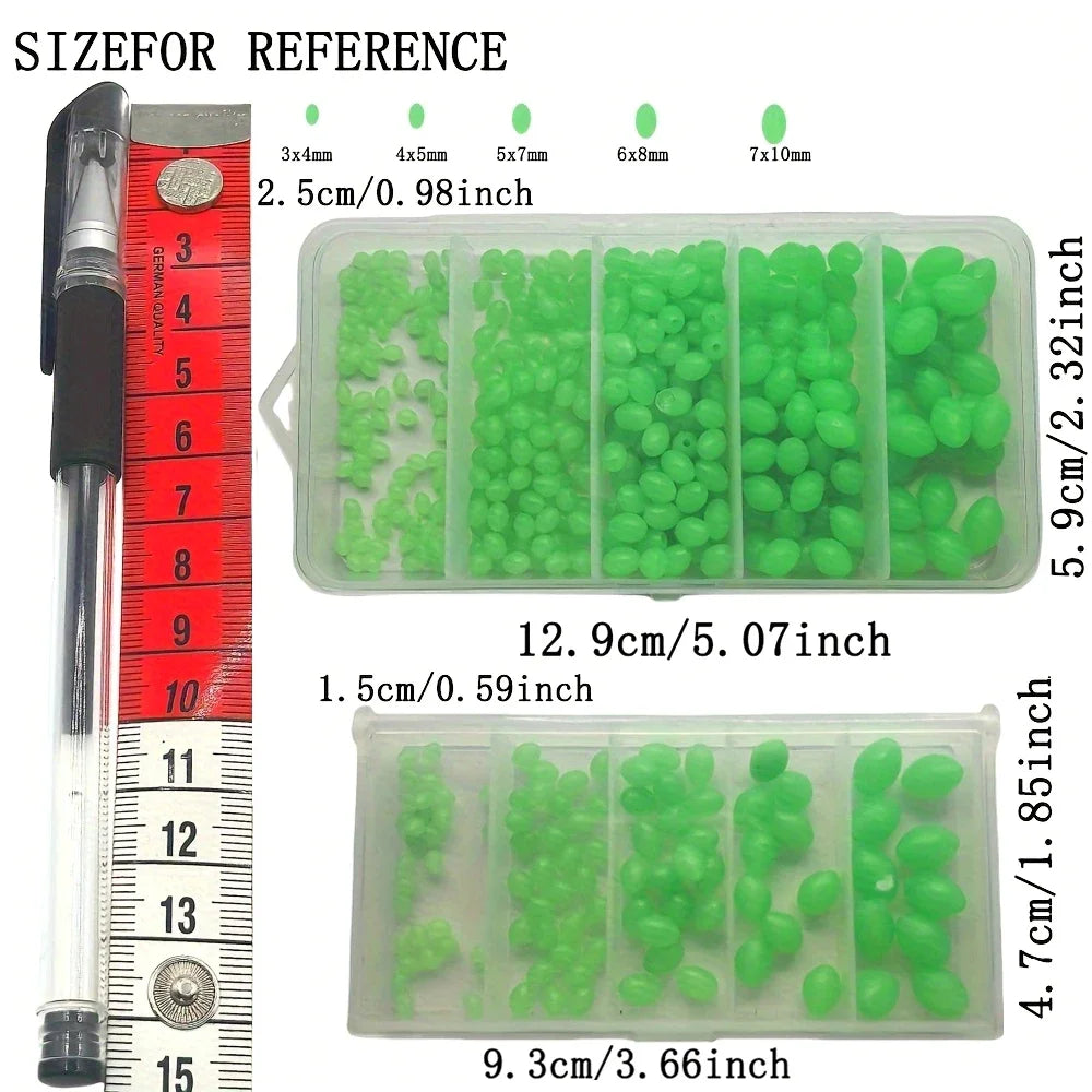 Luminous beads 100/375pcs olive green oval soft plastic fish